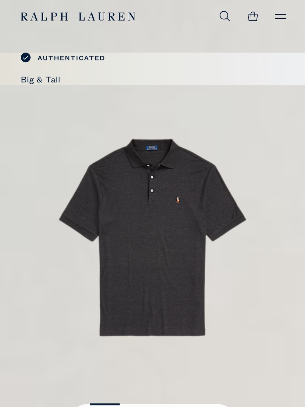 Ralph Lauren Men’s Dark Gray Signature Polo Shirt 4XB